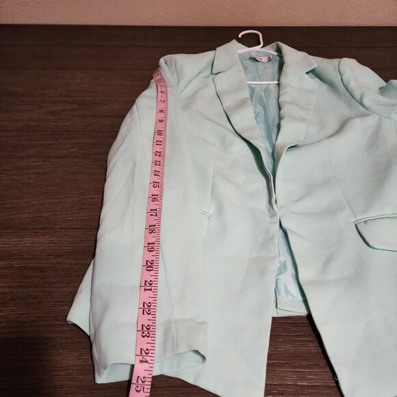 Justfab Flap Pocket Blazer NWOT Mint Green XL Dark Marks - Picture 8 of 11